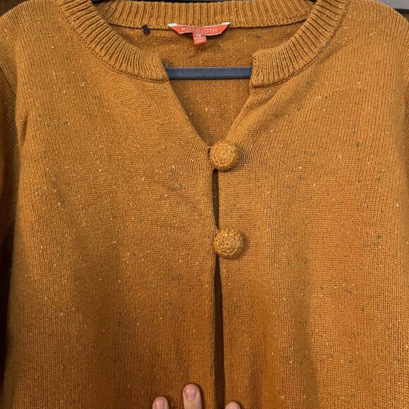 ModCloth Womens 1X Cardigan Sweater Orange Speckled Knit 100% Cotton Button Fron - Picture 5 of 7
